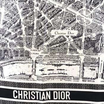 CHRISTIAN DIOR Silk Toile De Jouy Scarf Blue Marine CHRISTIAN DIOR Silk Toile De Jouy Scarf Blue Marine