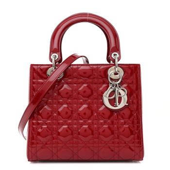 CHRISTIAN DIOR Patent Cannage Medium Lady Dior Red CHRISTIAN DIOR Patent Cannage Medium Lady Dior Red