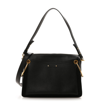 CHLOE Calfskin Suede Medium Roy Bag Black