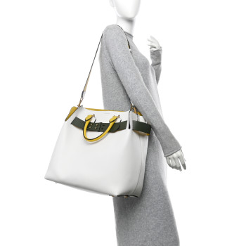 BURBERRY Soft Grain Calfskin Large Belt Bag Chalk White