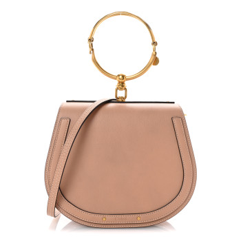 CHLOE Calfskin Suede Medium Nile Bracelet Bag Biscotti Beige