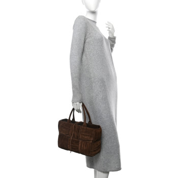 BOTTEGA VENETA Suede Foulard Intrecciato Small Arco Tote Brownie