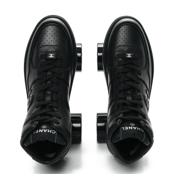 CHANEL Calfskin Womens Roller Skates 38 Black