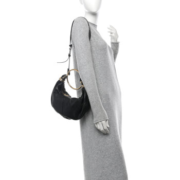 CHLOE Grained Calfskin Small Bracelet Hobo Bag Black