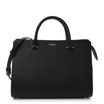 BURBERRY Calfskin Mega Check Small Banwell Tote Black
