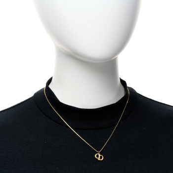 CHRISTIAN DIOR Metal Crystal CD Logo Pendant Necklace Gold CHRISTIAN DIOR Metal Crystal CD Logo Pendant Necklace Gold
