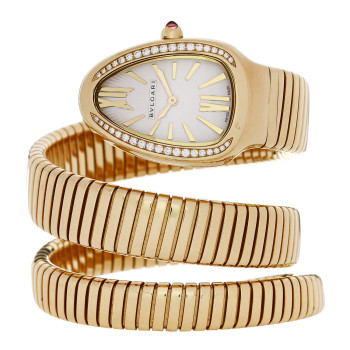 BULGARI 18K Yellow Gold Diamond Bezel 35mm Serpenti Double Spiral Quartz Watch BULGARI 18K Yellow Gold Diamond Bezel 35mm Serpenti Double Spiral Quartz Watch