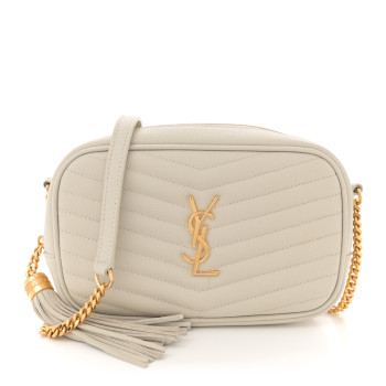 SAINT LAURENT Grain De Poudre Matelasse Monogram Mini Lou Camera Bag Crema Soft