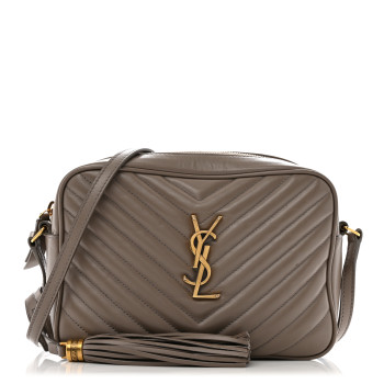 SAINT LAURENT Calfskin Matelasse Monogram Lou Camera Bag Dark Beige
