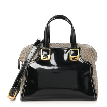 FENDI Patent Canvas Small Chameleon Tote Black