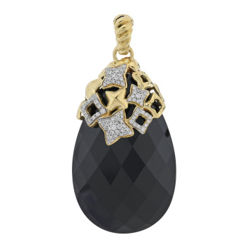 DAVID YURMAN 18K Yellow Gold Diamond Black Onyx Quatreoil Pendant DAVID YURMAN 18K Yellow Gold Diamond Black Onyx Quatreoil Pendant