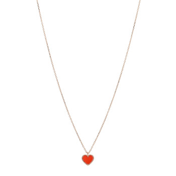 VAN CLEEF & ARPELS 18k Rose Gold Carnelian Sweet Alhambra Heart Pendant Necklace