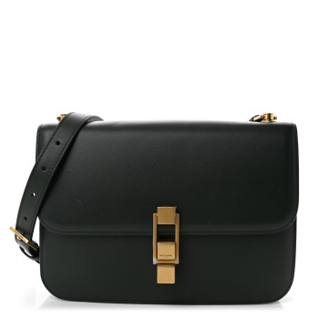 SAINT LAURENT Smooth Calfskin Carre Satchel New Vert Fonce