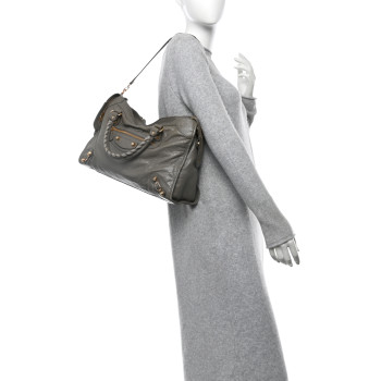 BALENCIAGA Agneau Giant 12 Gold Hardware City Beige Liege