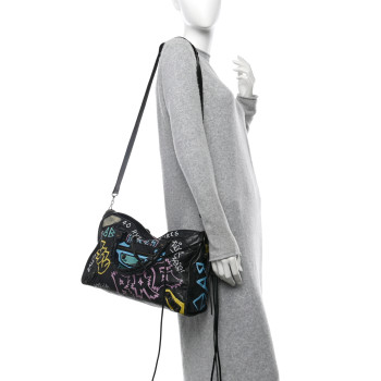 BALENCIAGA Agneau Graffiti All Over Classic Hardware City Black Multicolor