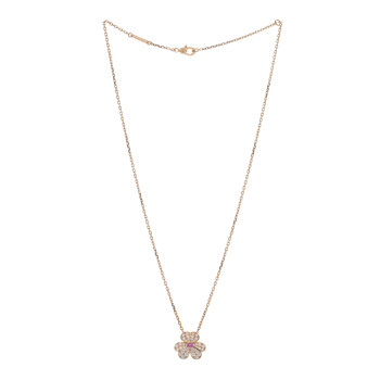 VAN CLEEF & ARPELS 18K Rose Gold Diamond Pink Sapphire Small Frivole Pendant Necklace