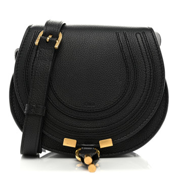 CHLOE Grained Calfskin Small Marcie Saddle Bag Black