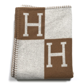 HERMES Wool Cashmere Avalon Blanket Ecru Camel
