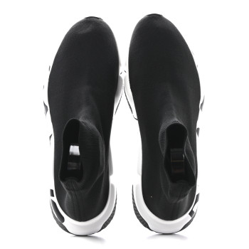 BALENCIAGA Neoprene Knit Mens Speed Graffiti Sneakers 46 Black White