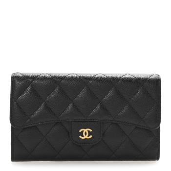 CHANEL Caviar Quilted Large Flap Wallet Black