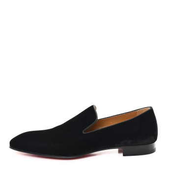 CHRISTIAN LOUBOUTIN Velvet Mens Dandelion Flat Loafers 42 Black