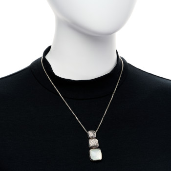 DAVID YURMAN Sterling Silver Diamond Moon Quartz Chiclet Triple Drop Necklace DAVID YURMAN Sterling Silver Diamond Moon Quartz Chiclet Triple Drop Necklace