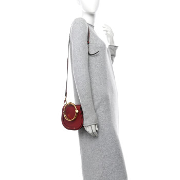 CHLOE Calfskin Suede Small Nile Bracelet Bag Intense Red