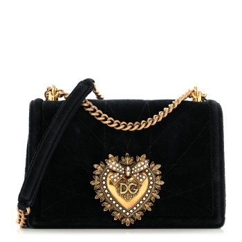 DOLCE & GABBANA Velvet Medium Devotion Crossbody Bag Black