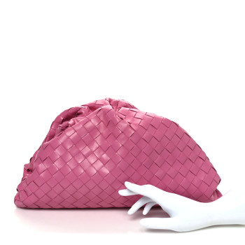 BOTTEGA VENETA Nappa Maxi Intrecciato The Pouch Oversized Clutch Pink