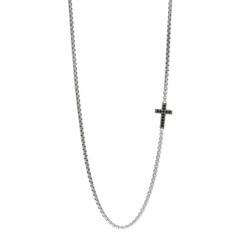 DAVID YURMAN Sterling Silver Black Diamond Streamline Cross Station Necklace 26" DAVID YURMAN Sterling Silver Black Diamond Streamline Cross Station Necklace 26"