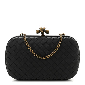 BOTTEGA VENETA Nappa Intrecciato Chain Knot Clutch Black