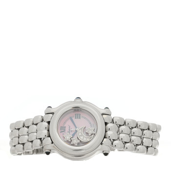 CHOPARD Stainless Steel Diamond Pink Mother of Pearl 26mm Happy Sport Moon Star Quartz Watch