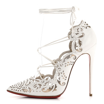CHRISTIAN LOUBOUTIN Calfskin PVC Impera 100 Pumps 38 White