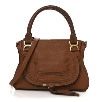 CHLOE Calfskin Medium Marcie Satchel Tan