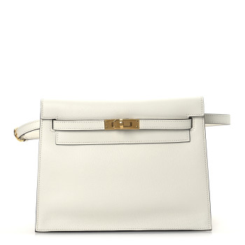 HERMES Evercolor Verso Kelly Danse II Belt Bag White Kraft