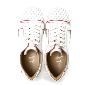 CHRISTIAN LOUBOUTIN Calfskin Spikes Womens Vieira 2 Flat Sneakers 36 White Rose