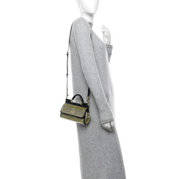 DOLCE & GABBANA Stampa Iguana Embossed Crystal Small Miss Sicily Satchel Gold