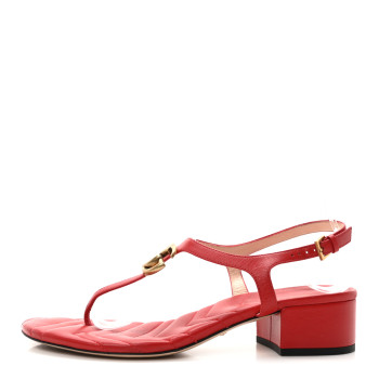 GUCCI Nappa Matelasse Double G 35mm Thong Sandals 38 Maple Red