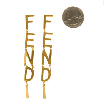 FENDI Metal Signature Earrings Gold