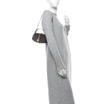 CELINE Triomphe Canvas Calfskin Tabou Clutch on Strap Tan