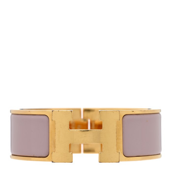 HERMES Enamel Wide Clic Clac H Bracelet PM Rose Dragee