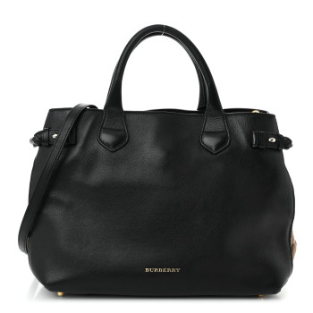 BURBERRY Smooth Calfskin Medium Sartorial Banner Tote Black