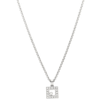 CHOPARD 18k White Gold Happy Diamonds Icons Square Heart Necklace
