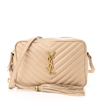SAINT LAURENT Calfskin Matelasse Monogram Lou Camera Bag Nude Powder