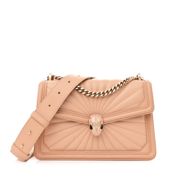 BULGARI Quilted Nappa Smooth Calfskin Serpenti Forever Diamond Blast Sunshine Shoulder Bag Beige BULGARI Quilted Nappa Smooth Calfskin Serpenti Forever Diamond Blast Sunshine Shoulder Bag Beige