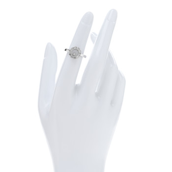 CHOPARD 18K White Gold Diamond Happy Diamond Round Pave Ring 48 4.5