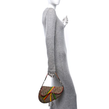 CHRISTIAN DIOR Monogram Rasta Saddle Bag Beige CHRISTIAN DIOR Monogram Rasta Saddle Bag Beige