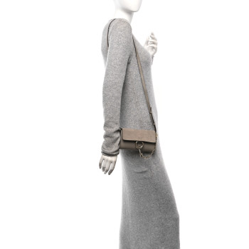 CHLOE Suede Calfskin Mini Faye Shoulder Bag Motty Grey