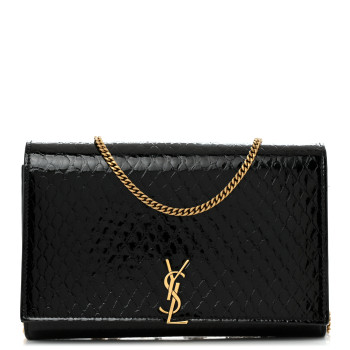 SAINT LAURENT Embossed Monogram Chain Wallet Black