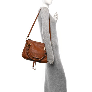 CHLOE Calfskin Medium Marcie Satchel Tan